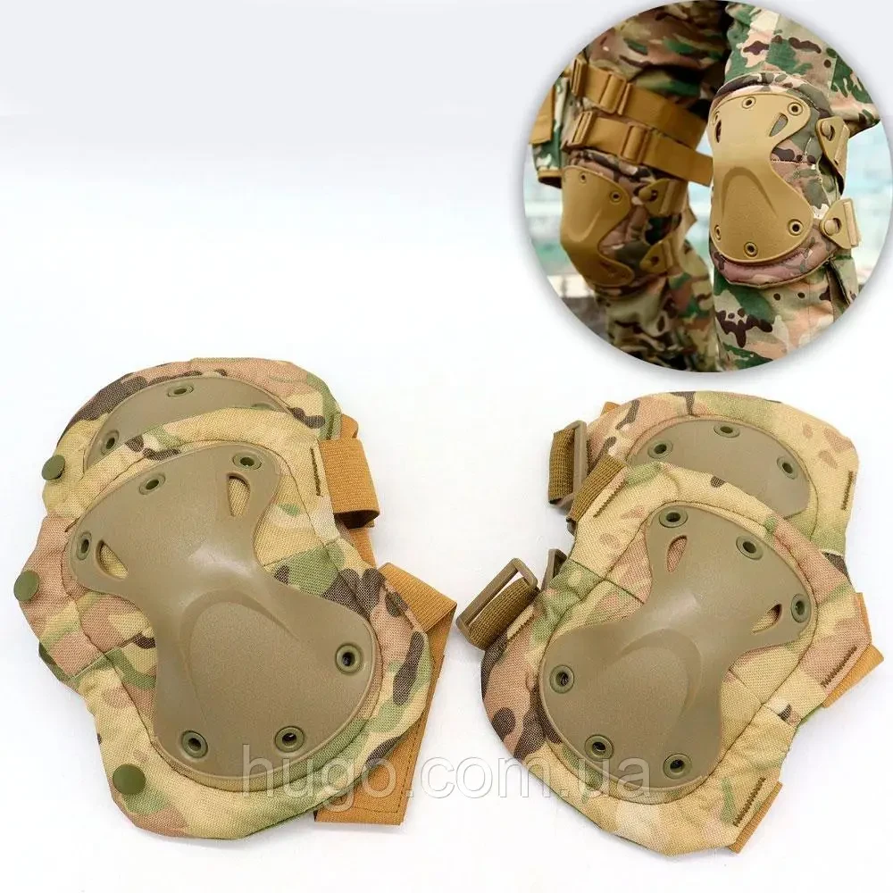 Комплект захисту налокітники та наколінники KN-04 Мультикам / Тактичний захист регульований, фото 1