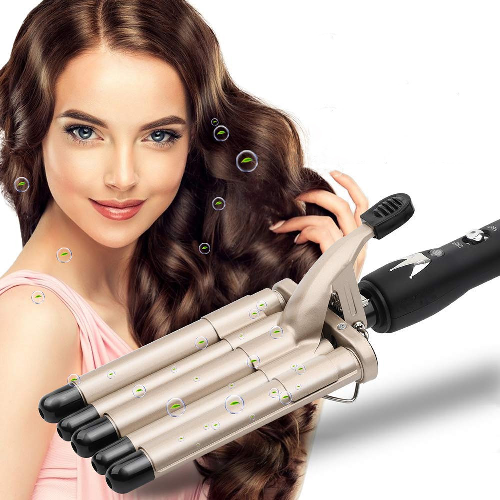 Плойка для волосся п'ять хвиль з регулюванням температури / Плойка для локонів / Плойка 5 хвиль / Плойка п'ять хвиль, фото 1