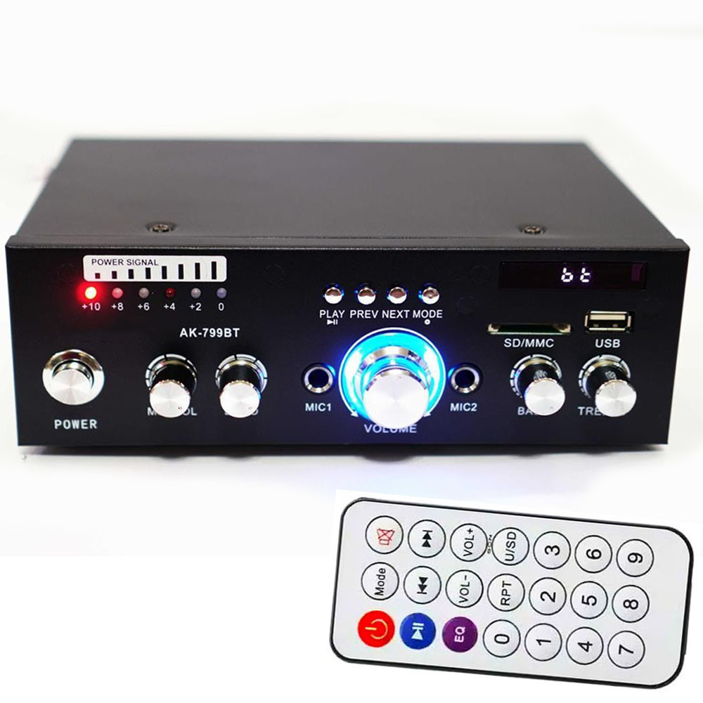 Підсилювач потужності звуку з MP3, FM та Bluetooth, AMP 799 BT / Музичний підсилювач звуку / Аудіо підсилювач, фото 1