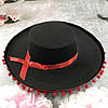 Дитячий капелюх Сомбреро з червоними бубонами, р.52-54 / Карнавальний капелюх Іспанський / Капелюх Мексиканський, фото 3