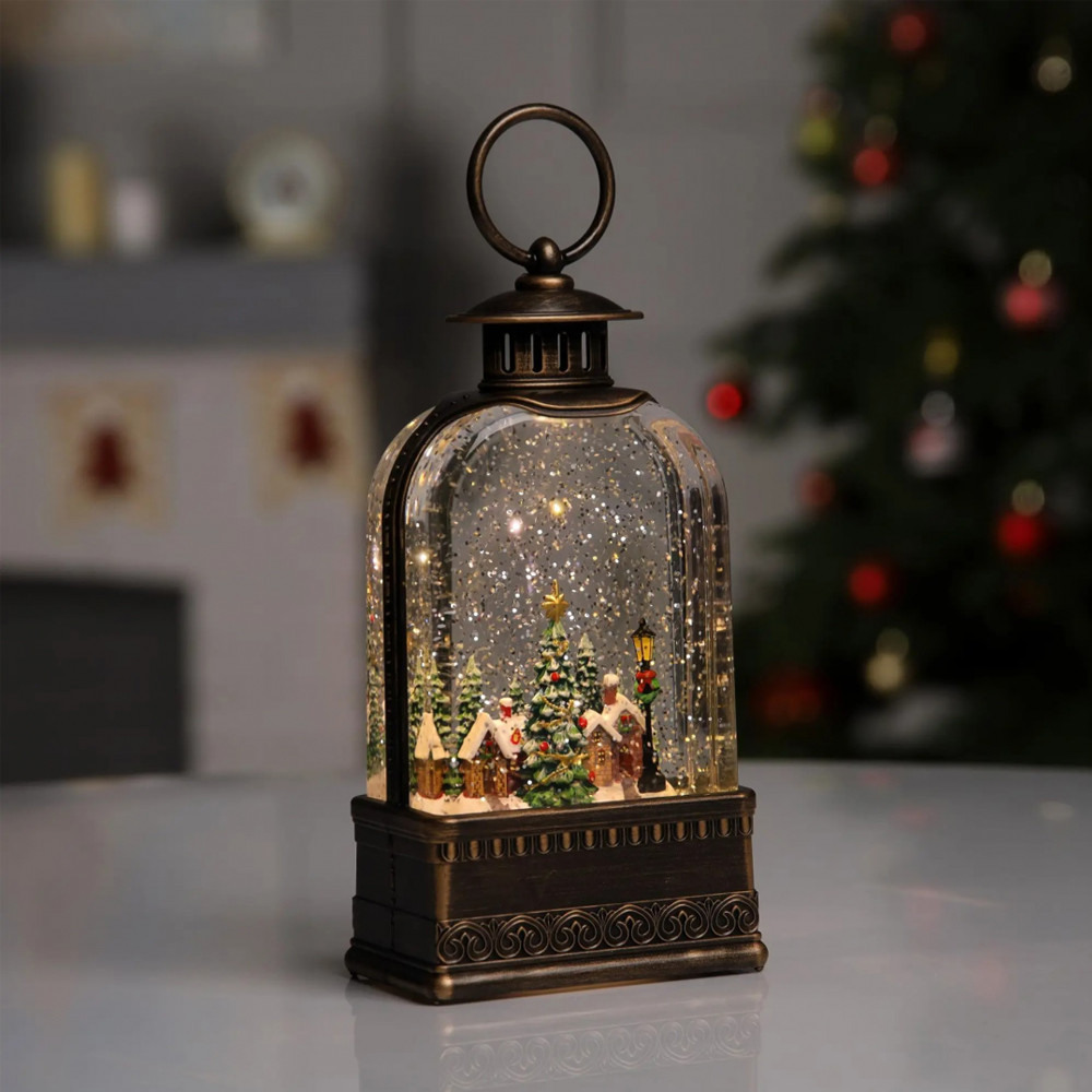 Новорічний світильник 10,5х6х20,5 см WDL-23013E / Різдвяна лампа / Новорічний нічник / Вінтажний ліхтар, фото 1