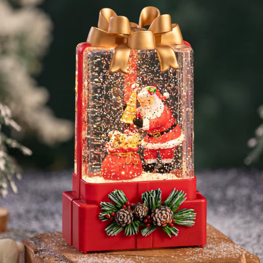 Новорічний світильник від батарейок Подарунок, 18х10х6см, WDL-25010A / Новорічний нічник / Різдвяна лампа, фото 1