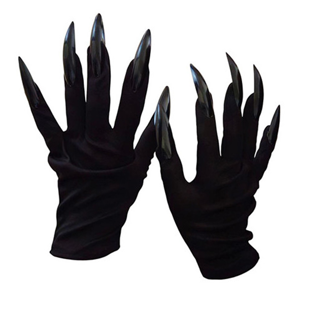 Короткі рукавички з кігтями, Чорні / Пара рукавичок з кігтями на Хелловін / Рукавички на Хелловін, фото 1