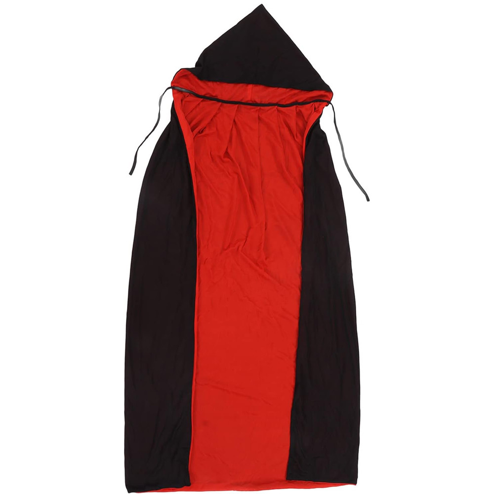 Двостороння накидка з капюшоном 140 см MA26-65 / Карнавальний плащ з капюшоном / Відьомський балахон, фото 1
