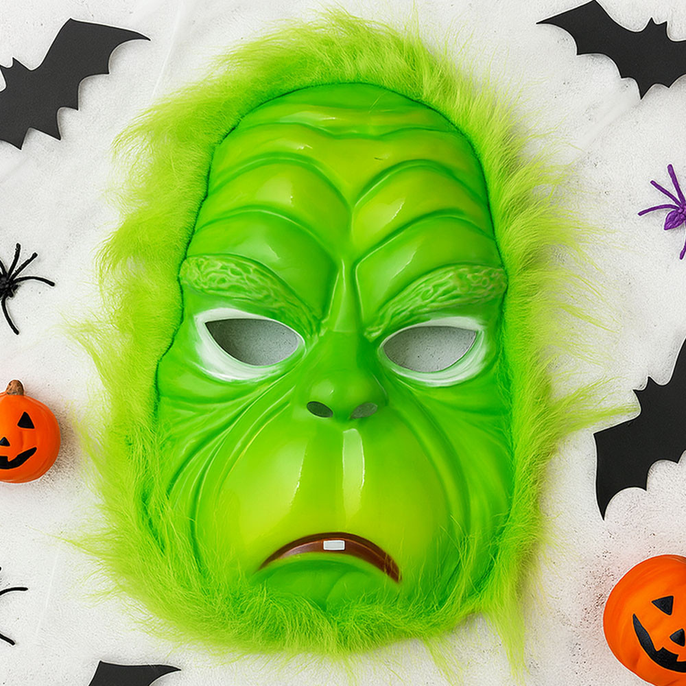 Карнавальна маска Грінч, 30х20 см, MA26-116 / Маскарадна маска Грінча / Пластикова маска на Хелловін, фото 1