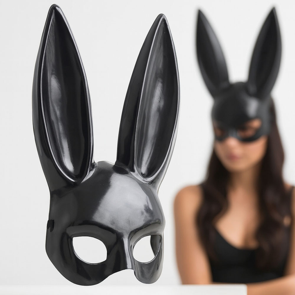 Жіноча маска зайчик Playboy, MA26-93, Чорна / Маска кролик Плейбой / Карнавальна маска на хелловін, фото 1