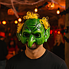 Маска Гобліна з жовтим волоссям 24см / Маска на Хелловін / Карнавальна маска зеленого гобліна, фото 4