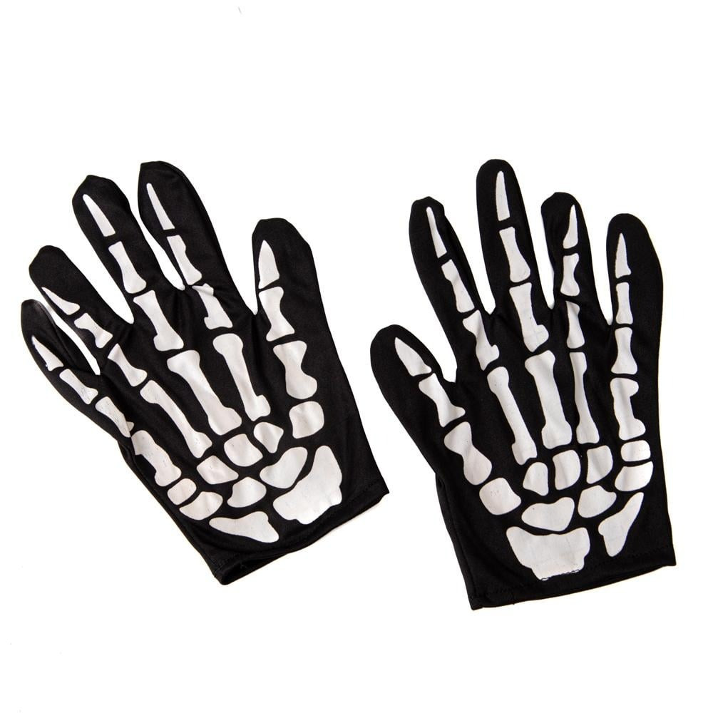Рукавички Скелета 22х12см / Карнавальні рукавички Скелет / Рукавички з принтом Скелета / Рукавички на Хелловін, фото 1