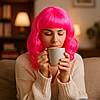 Неонова перука, N-92, Рожевий / Перука на хеловін / Перука з чубчиком / Перука карнавальна / Жіноча перука, фото 2