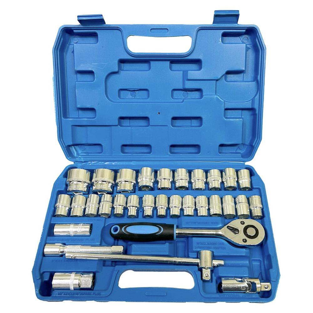 Набір інструментів у кейсі, 32 предмети / Набір торцевих головок з тріскачкою / Набір біт / Набір головок, фото 1