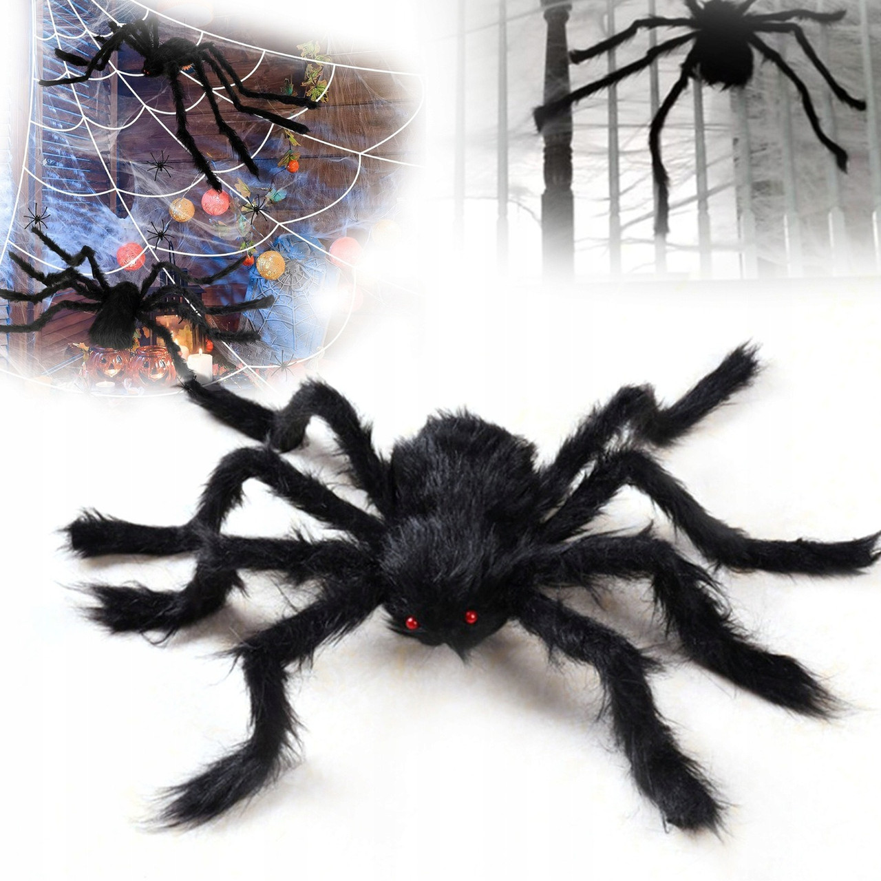 Великий павук декоративний 2м / Великий чорний тарантул / М'яка іграшка величезний павук / Декор на Хеллоуїн, фото 1