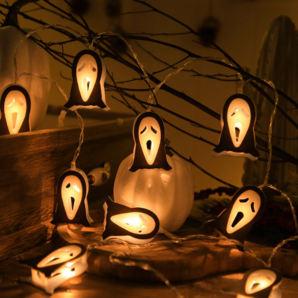 Гірлянда «Привид» 10 шт, на батарейках / Декор для Хелловіна / Гірлянда привидів / Гірлянда з привидами, фото 1