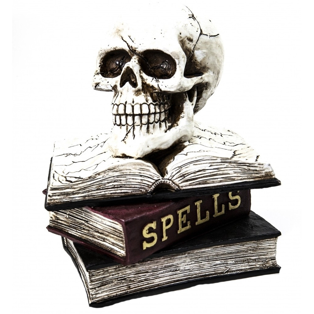 Декор Череп з книгами, LED-підсвітка, 26х20см / Декор для Хелловіну / Декоративний череп, фото 1