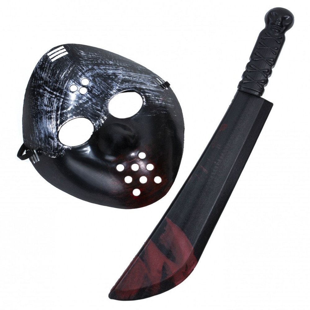 Комплект маска Джейсона з мачете / Маска для Хелловіну / Карнавальна маска / Набір Джейсона Вурхіза, фото 1
