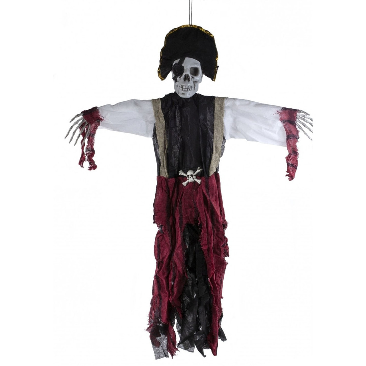 Декор підвісний "Пірат" 90х30см / Підвісний скелет / Пірат у костюмі / Декор на Хелловін, фото 1
