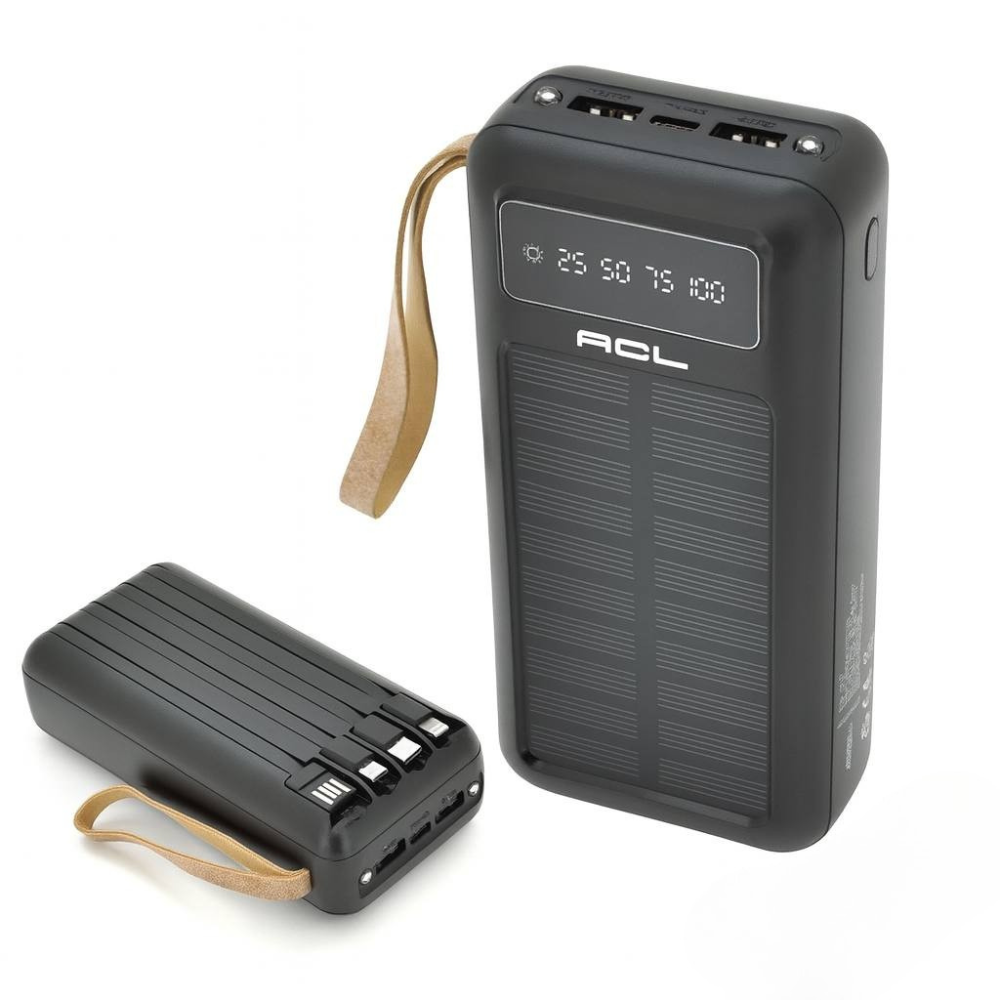 Повербанк 30000мАг + 4 кабелі, 2хUSB, ACL PW-61, Чорний / Павербанк / Powerbank / Павербанк для телефону, фото 1
