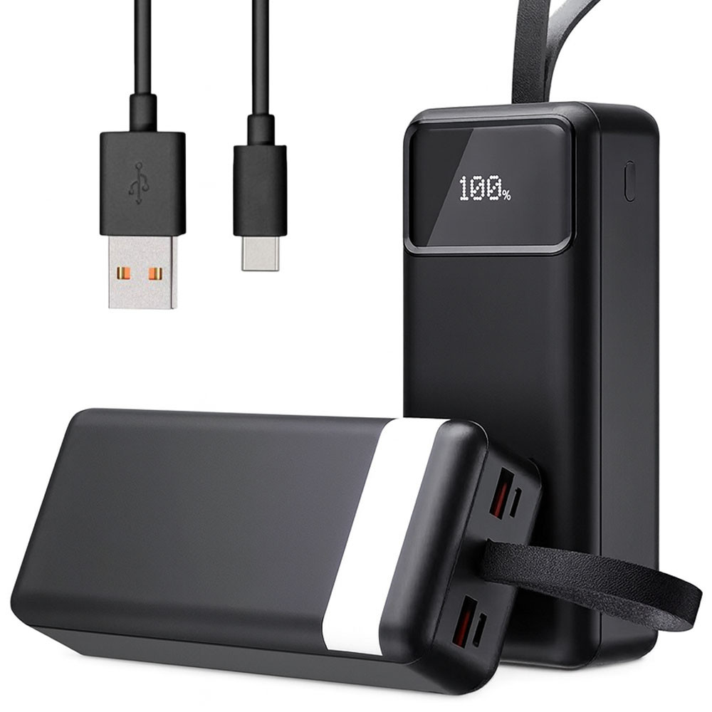 Повербанк з ліхтариком 30000мАг (2хUSB + Type-C + Micro-USB) ACL PW-88, Чорний / Павербанк / Powerbank / УМБ, фото 1