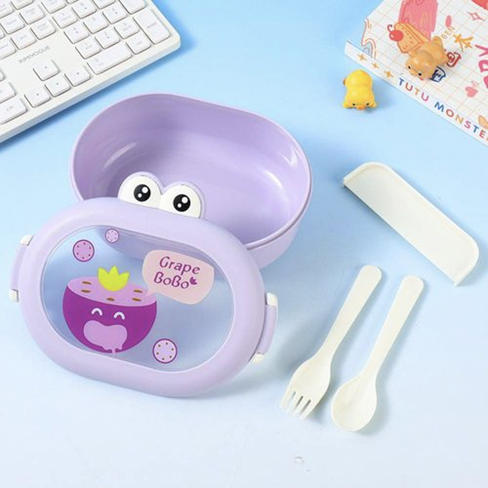 Пластиковий ланч-боксна 1л + столові прибори, Фіолетовий / Ланч бокс / Контейнер для їжі / Бокс для ланчу, фото 1