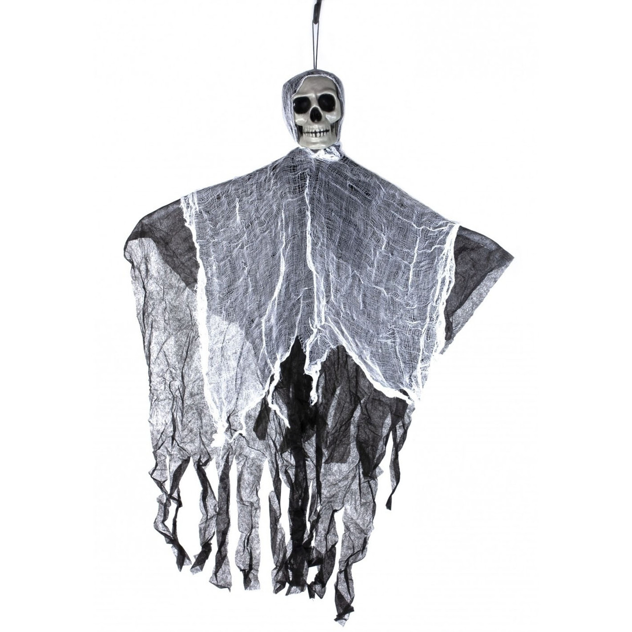 Декор підвісний "Привид з черепом" 80х55см / Підвісний скелет / Декор на Хелловін / Привид у лахмітті, фото 1
