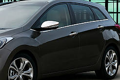 Накладки на дзеркала з вирізом під поворот (2 шт., нерж) Carmos - турецька сталь для Hyundai Accent 2011-2017 рр