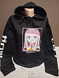 Дитяче утеплене худі "Аніме Милий у Францисці Зеро Ту" Японія для дівчинки підлітка 13-18 років чорне, фото 2