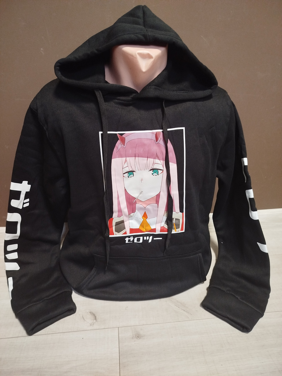 Утеплений батник пайта толстовка для хлопчика підлітка з начосом Аніме Милий у Францисці Зеро Ту  на 13-18 років чорний, фото 1