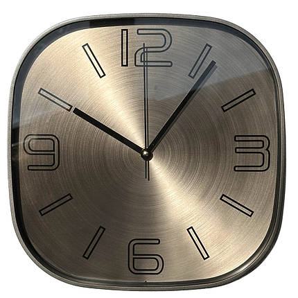 Настінний годинник Безшумний Металевий (30 см) OH-121-S QUARTZ сірий коричневий тауп сріблястий, фото 1