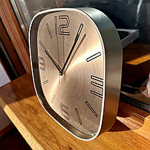 Настінний годинник Безшумний Металевий (30 см) OH-121-S QUARTZ сірий коричневий тауп сріблястий, фото 3