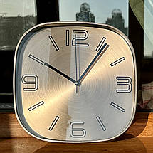 Настінний годинник Безшумний Металевий (30 см) OH-121-S QUARTZ сірий коричневий тауп сріблястий, фото 5