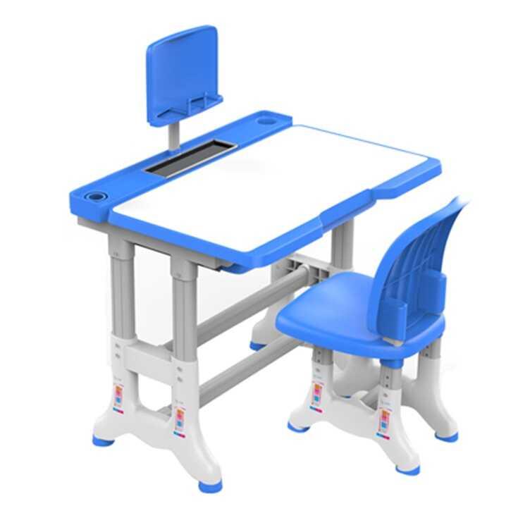 Парта дитяча зі стільчиком - колір синій, регульована висота та нахил, з лампою L-70106