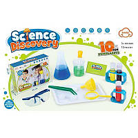 Набір хіміка дитячий - 12 елементів, мірна склянка, лійка, піпетка, лупа, пінцет, 4 колби, підставки, окуляри, таця 304 B