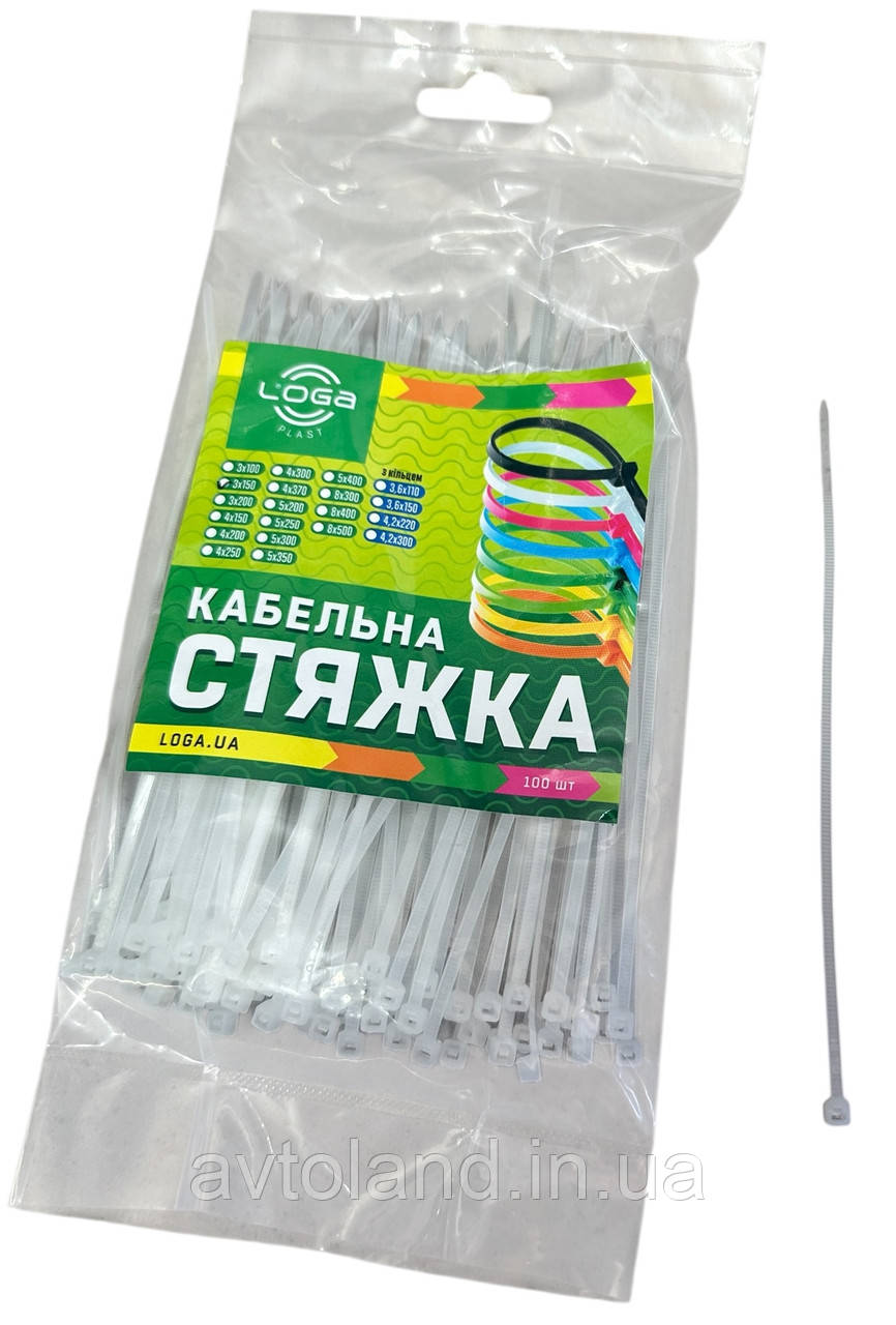 Стяжка кабельна 4*200 біла, фото 1