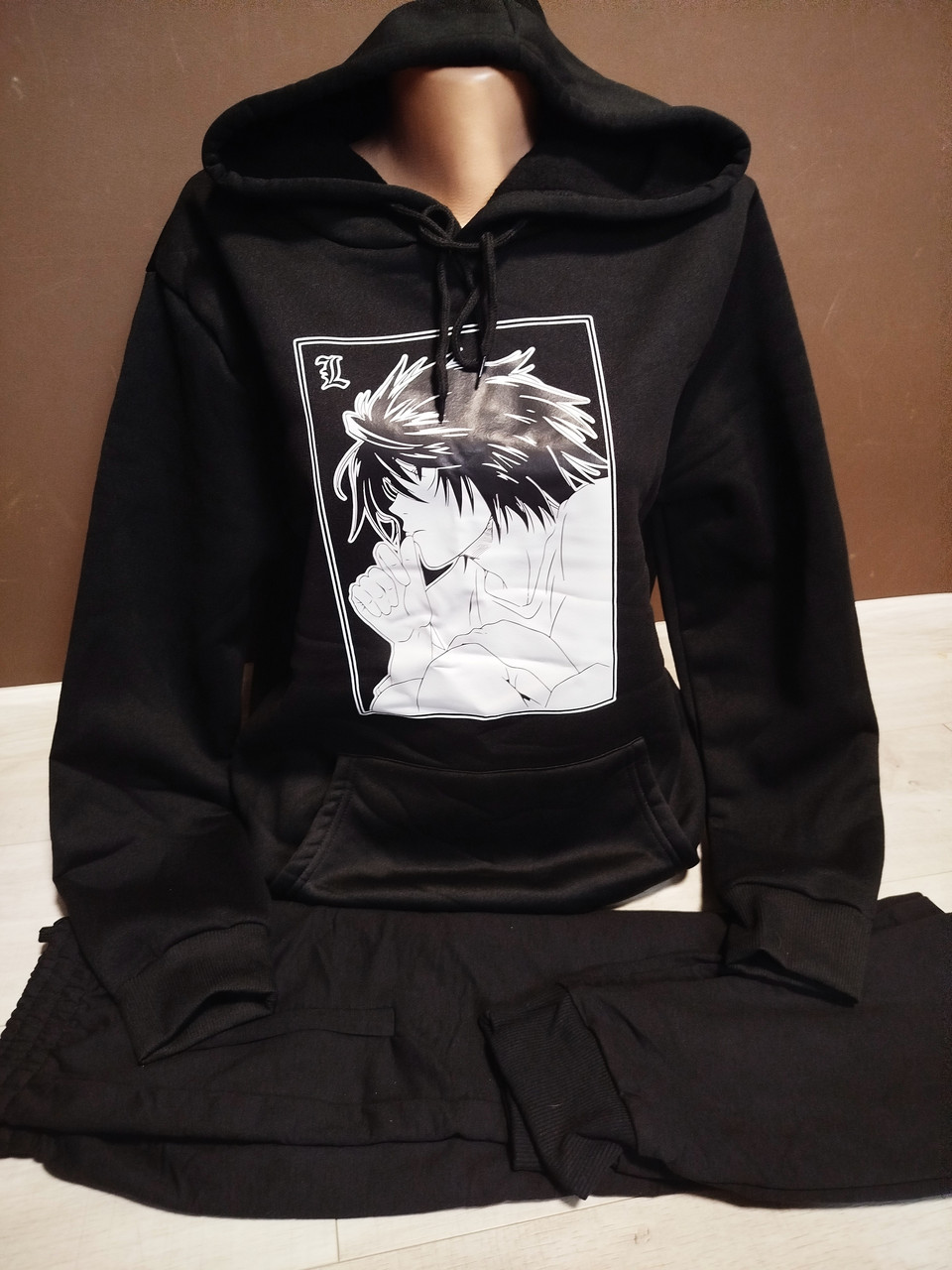 Спортивний костюм для дівчинки Аніме Зошит смерті Ел Рюдзакі  13-18 років Штани та худі для дівчинки підлітка чорний, фото 1