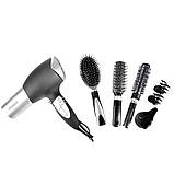 Фен багатофункціональний для волосся з насадками Pritech LD-6071 2000 Вт сірий (LD-6071), фото 3