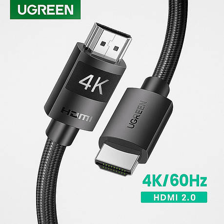 Кабель HDMI-HDMI ПП 1м Ugreen HD119 v2.0 4K/60Gz чорний, фото 1