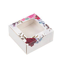 Коробка 80х80х35 для пряника з вікном "Троянда"