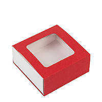 Коробка 80х80х35 для пряника з вікном, червона