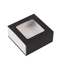 Коробка 80х80х35 для пряника з вікном, чорна