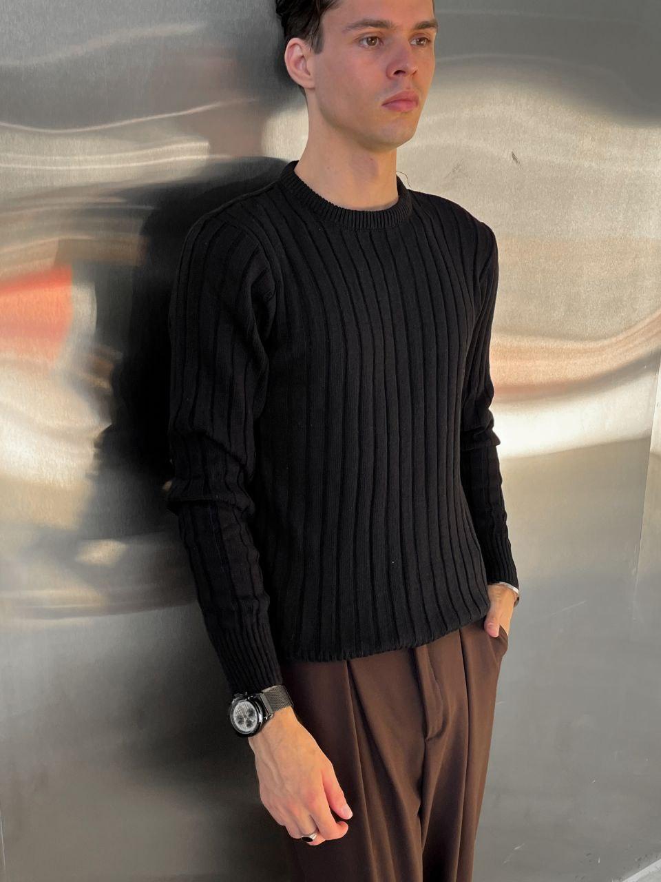 Светр чоловічий теплий в рубчик Туреччина, фото 1