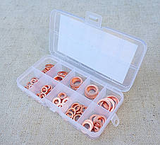 Набір з 100 мідних кілець (прокладок) з коробкою М5, М6, М8, М10, М12, М14, фото 3