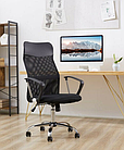 Комп'ютерне крісло Primaveo з ергономічною спинкою, для дому та офісу | Еко-шкіра + сітка, Чорне, фото 2