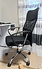 Комп'ютерне крісло Primaveo з ергономічною спинкою, для дому та офісу | Еко-шкіра + сітка, Чорне, фото 8