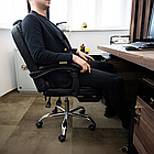 Офісне комп'ютерне крісло Primaveo з підніжкою | Еко-шкіра, Чорне, фото 4