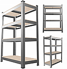 Стелажі металеві набір з 2-х шт 150 x 70 x 30 см - 4 полиці, навантаження - 150 кг на полицю, сірий, фото 2
