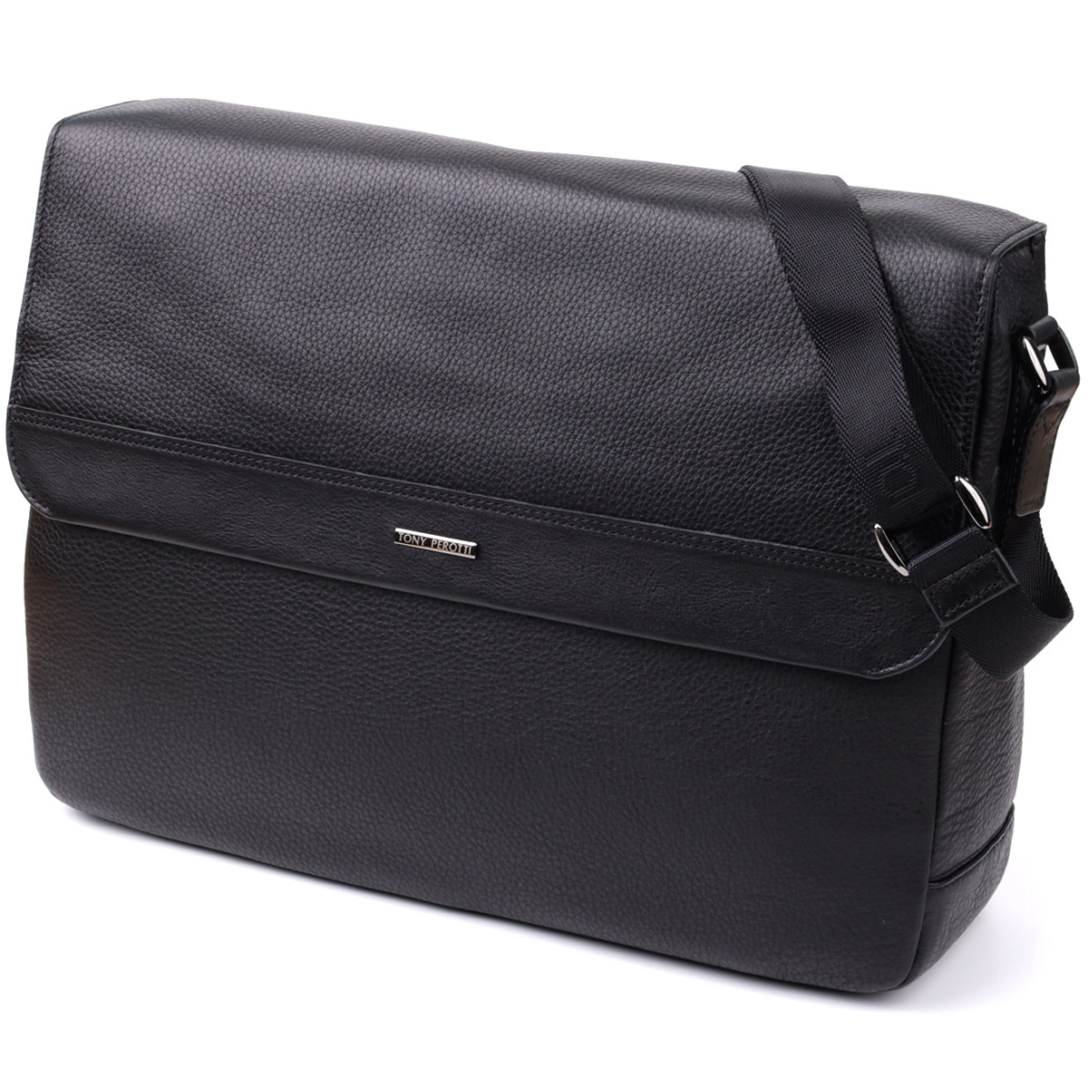 Чоловіча сумка-портфель для ноутбука із зернистої натуральної шкіри Tony Perotti 20864_1 (6036-38 nero) Чорний