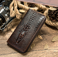 Жіночий шкіряний клатч гаманець з крокодилом, жіночий клатч-гаманець крокодил натуральна шкіра