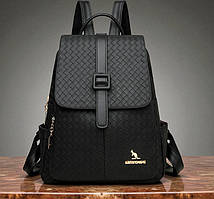 Жіночий рюкзак міський плетений, прогулянковий рюкзачок для дівчат Кенгуру чорний