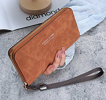 Жіночий гаманець клатч на блискавці, яскравий гаманець-клатч для дівчат Коричневий