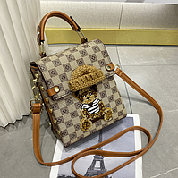 Маленька дитяча сумочка з ведмедиком, міні сумка для дівчаток з ведмедем Світла з рудим