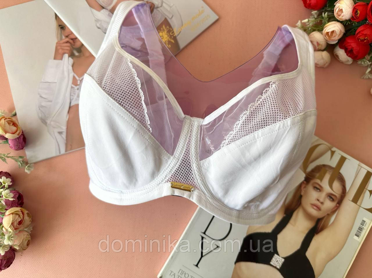 Бюстгальтер Lanny Mode для великих грудей (G, I) — без поролону, на кісточках білий